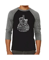 La Pop Art Languages Guitar Men's Raglan Word T-shirt