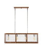 Jonathan Y Gaines Linear 4-Light Adjustable Rustic Industrial Led Pendant