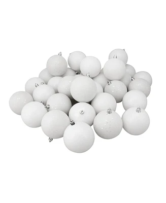 Northlight 32 Count Winter-Finish Shatterproof Christmas Ball Ornaments
