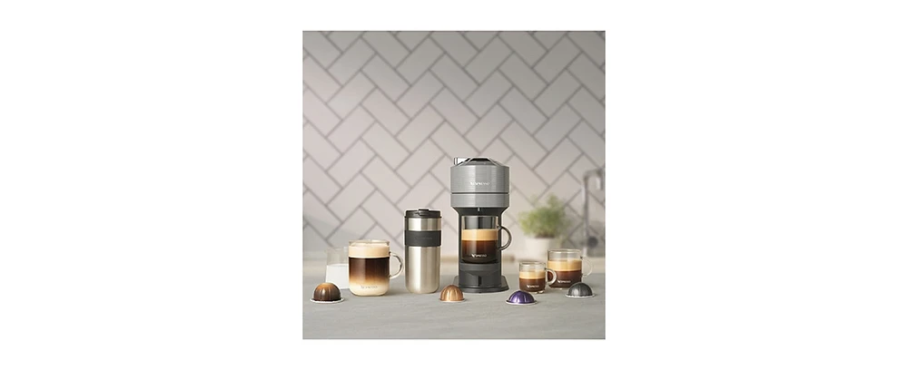 Nespresso Vertuo Next Deluxe Coffee and Espresso Machine by De'Longhi, Chrome with Aeroccino Milk Frother