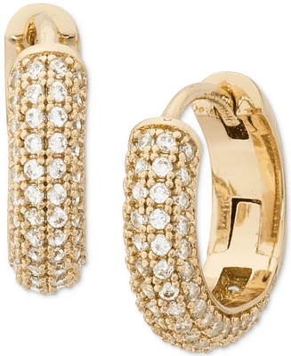 Kate Spade New York Gold-Tone Small Pave Huggie Hoop Earrings, 0.62"