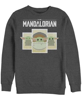 Fifth Sun Men's Star Wars Mandalorian Child Boxes Crew Fleece Pullover T-shirt