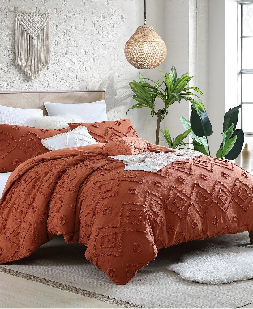 Swift Home Astonishing Rukai Clip Jacquard Gauze 5 Piece Comforter Set, King/California King
