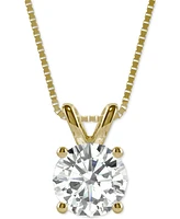 Moissanite Solitaire Pendant (1-9/10 ct. t.w. Diamond Equivalent) in 14k White Gold or 14k Yellow Gold