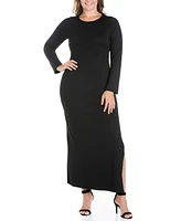 Women's Plus Side Slit Fitted Maxi Dress