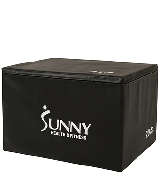 Sunny Health & Fitness Foam Plyo Box, 440lb Weight Capacity with Weighted Foam for Stability and 3 in 1 Height Adjustment - 30"/24"/20"