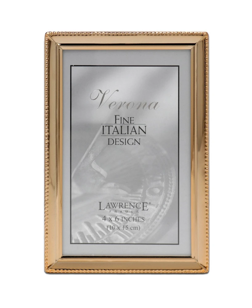 Polished Metal Picture Frame - Bead Border Design, 4" x 6"