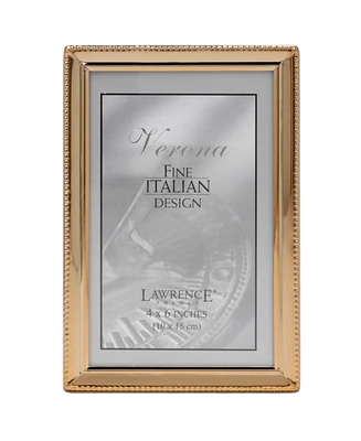 Polished Metal Picture Frame - Bead Border Design, 4" x 6"