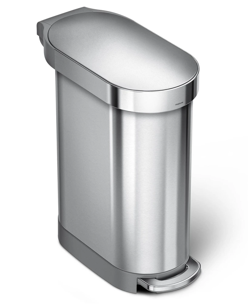 simplehuman 45 Liter Slim Kitchen Trash Can with Liner Pocket