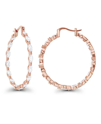 Macy's Cubic Zirconia 14k Rose Gold Marquise Cut Hoop Earrings (Also Over Silver or Silver)