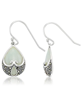 Jade Heart Shape Teardrop Dangle Earrings