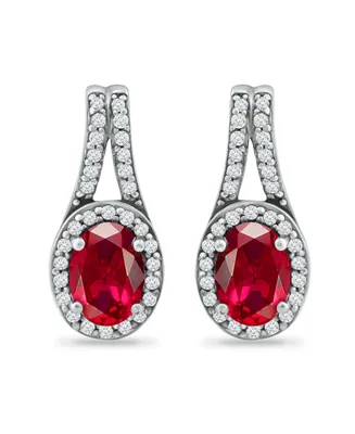 Giani Bernini Created Ruby and Cubic Zirconia Halo Earrings