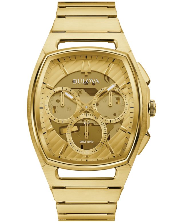 Bulova Men's Chronograph Curv Gold-Tone Stainless Steel Bracelet Watch 41.7mm