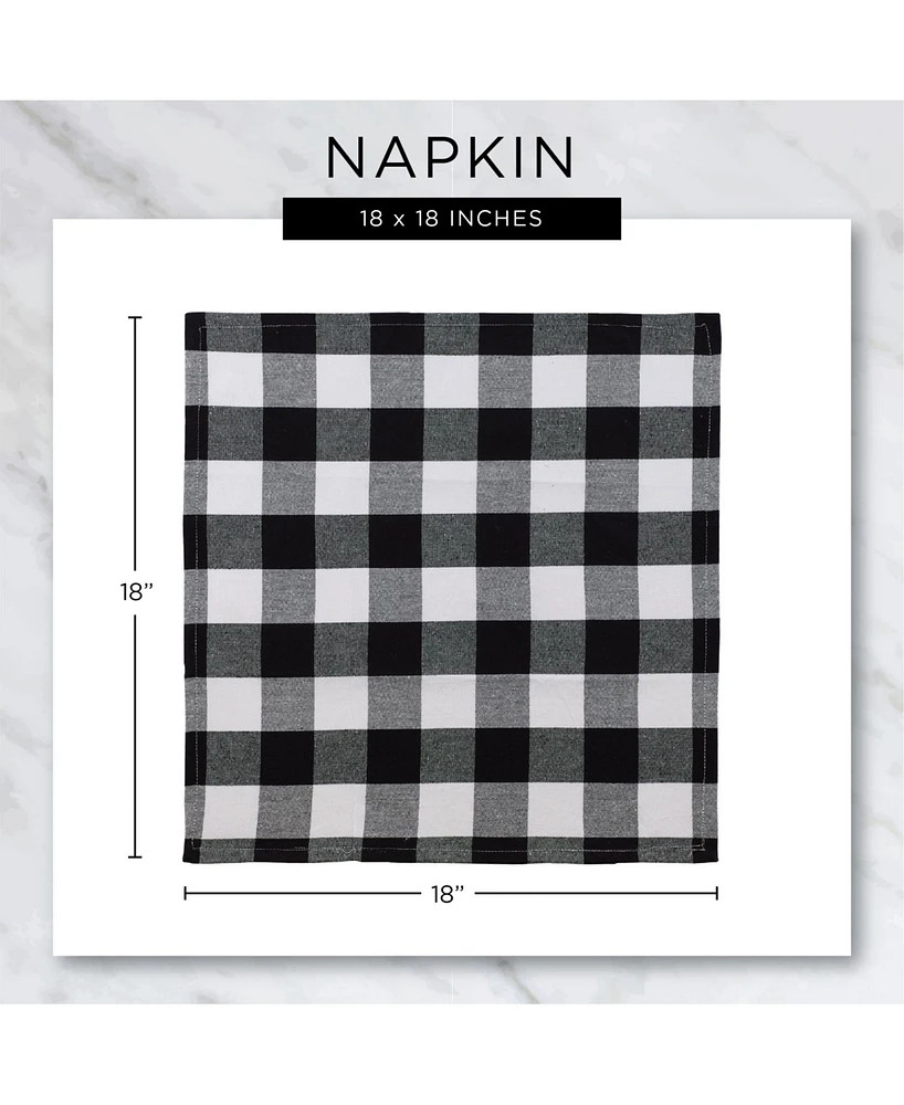 Design Imports Check Fringed Napkin, Set of 6