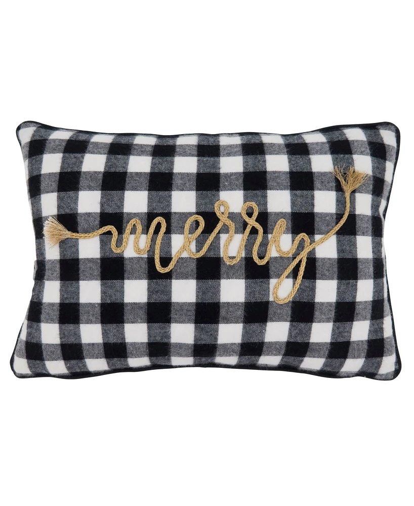Saro Lifestyle Merry Buffalo Plaid Decorative Pillow, 12" x 18"