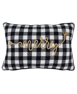 Saro Lifestyle Merry Buffalo Plaid Decorative Pillow, 12" x 18"