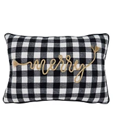 Saro Lifestyle Merry Buffalo Plaid Decorative Pillow, 12" x 18"