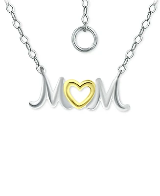 Giani Bernini Mom Heart Pendant Necklace in Sterling Silver & 18k Gold-Plated, 16" + 2" extender, Created for Macy's