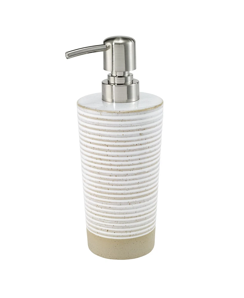 Avanti Drift Lines Textured Ribbed Ceramic Soap/Lotion Dispenser