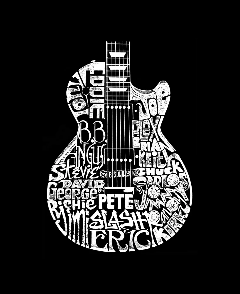 Women's Word Art Rock Guitar Head V-Neck T-Shirt