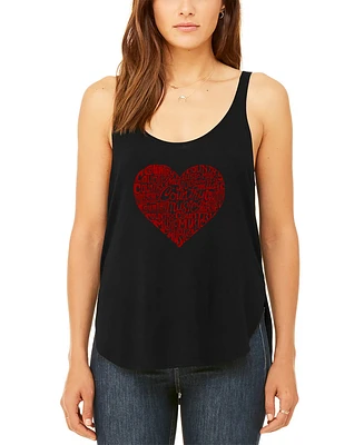 Women's Word Art Country Music Heart Flowy Tank Top