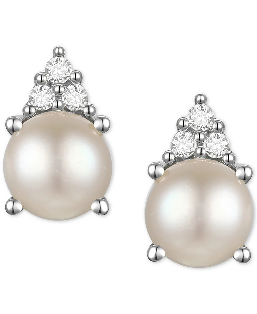 Cultured Freshwater Pearl (4-1/2mm) & Diamond Accent Stud Earrings