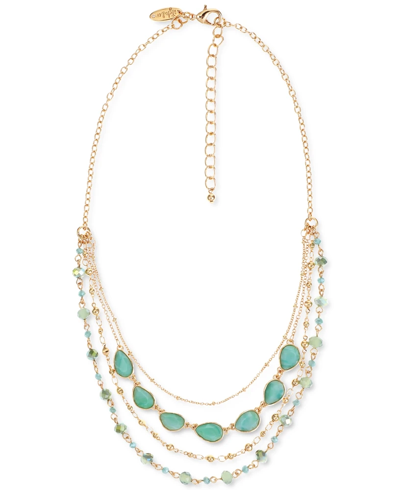 Style & Co Gold-Tone Color Stone & Bead Layered Strand Necklace, 17" + 3" extender, Created for Macy's