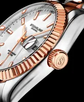 Men's Silver-Tone and Rose Gold-Tone Stainless Steel Link Bracelet Watch 42mm