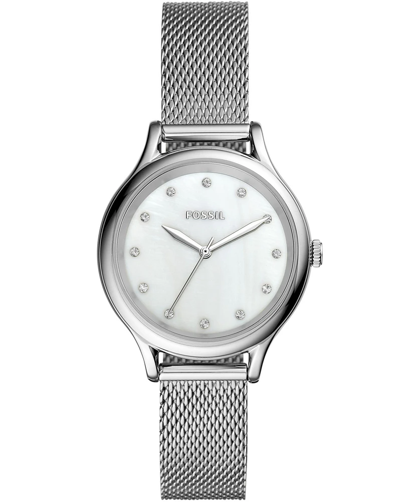 Fossil Women's Laney Three Hand Stainless Steel Mesh Watch 34mm
