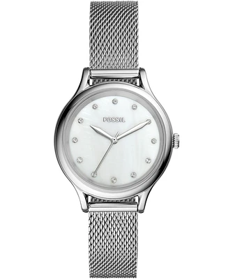 Fossil Women's Laney Three Hand Stainless Steel Mesh Watch 34mm