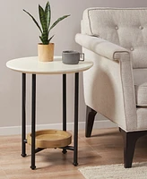 Madison Park Beaumont Modern 20" Round Lower Shelf Storage End Table with Metal Legs