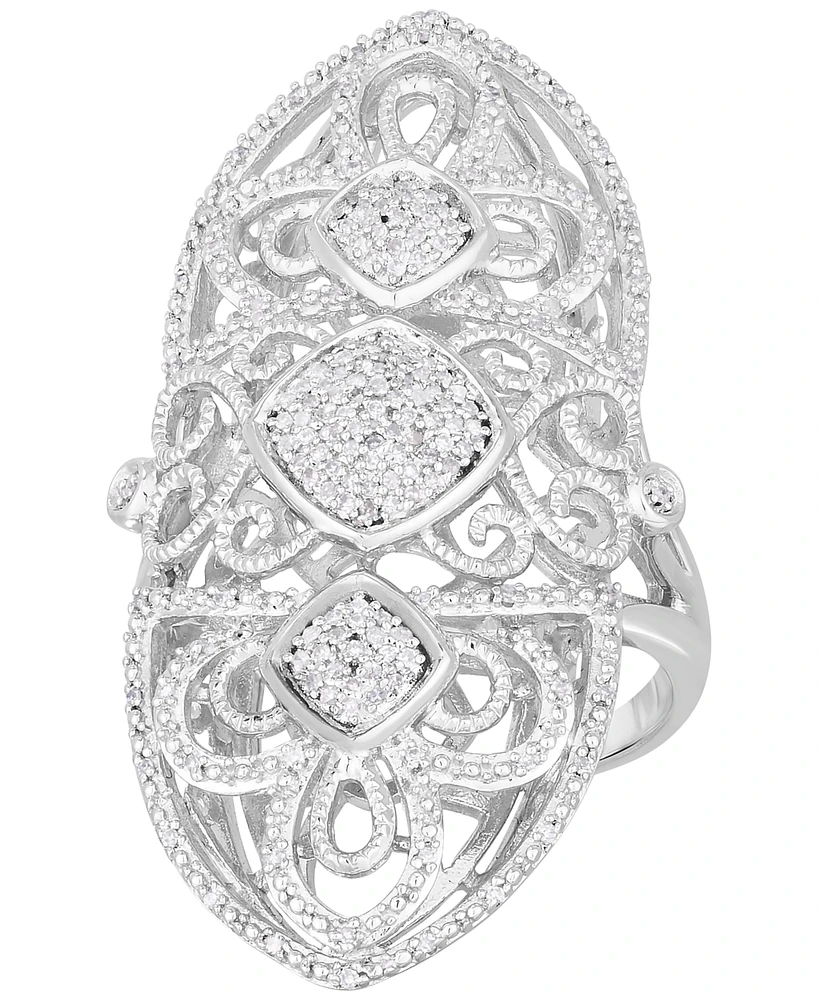 Diamond Filigree Statement Ring (1/4 ct. t.w.) in Sterling Silver