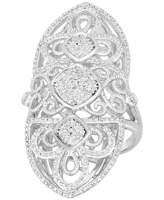 Diamond Filigree Statement Ring (1/4 ct. t.w.) in Sterling Silver
