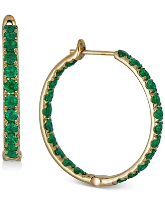 Sapphire In & Out Small Hoop Earrings (6 ct. t.w.) in Gold-Plated Sterling Silver, 1" (Also in Emerald & Ruby)