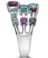 Effy Multi-Gemstone Triple Row Statement Ring (3-3/4 ct. t.w.) in Sterling Silver
