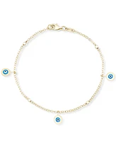 Enamel Evil Eye Charm Bracelet in 10k Gold