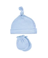 Hudson Baby Boys Essential 8-Piece Set Knotted Beanie Hats and Anti-Scratch Mitts