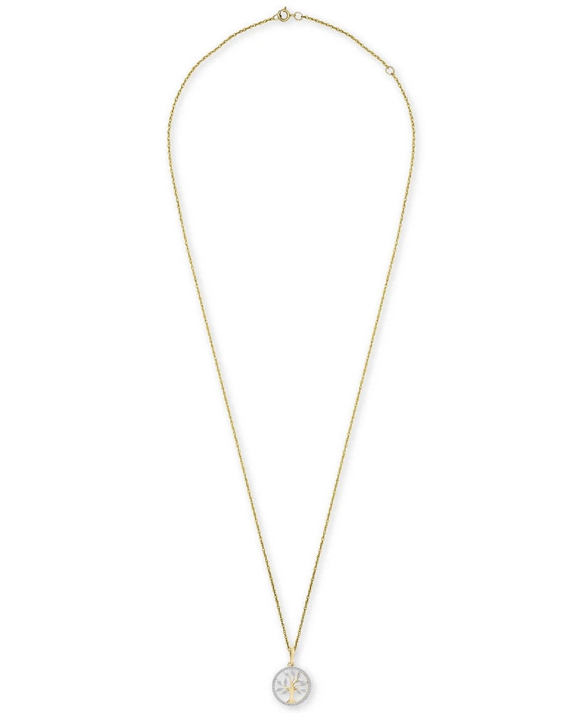 Wrapped Diamond Tree 20" Pendant Necklace (1/10 ct. t.w.) in 14k Yellow or Rose Gold, Created for Macy's