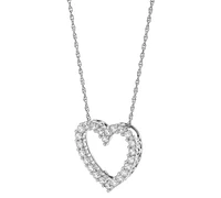 Cubic Zirconia Heart Pendant Necklace in Sterling Silver