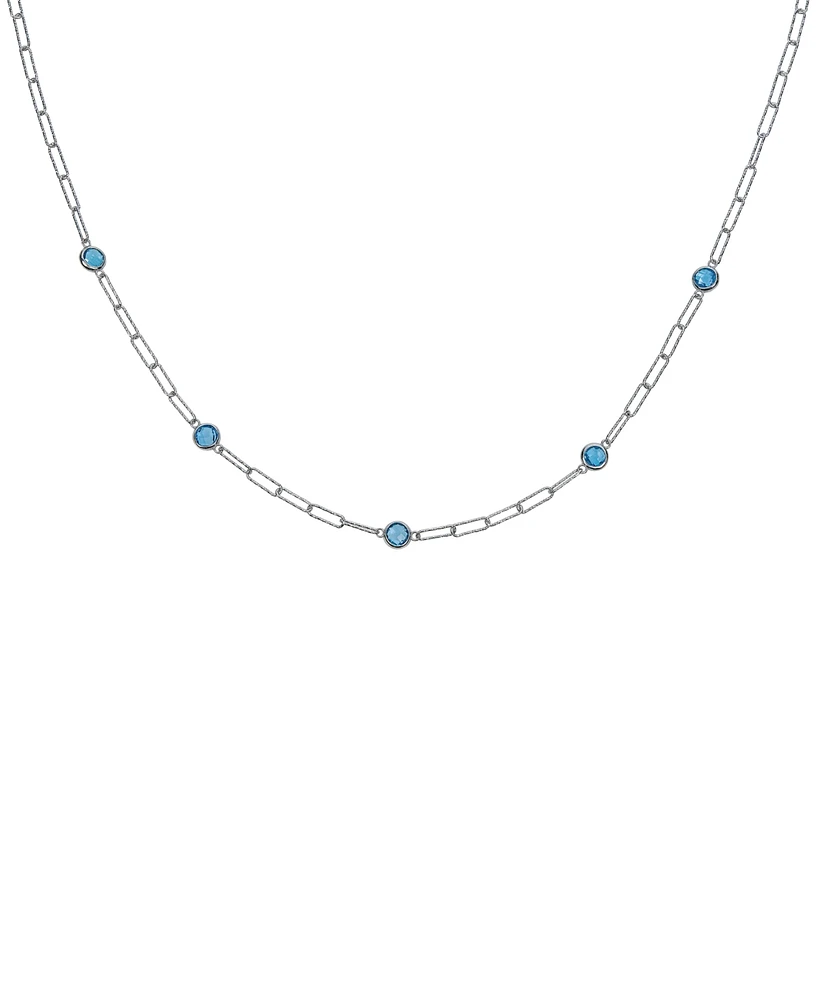 Swiss Blue Topaz Paperclip Link 18" Statement Necklace (4 ct. t.w.) Sterling Silver (Also Amethyst & Citrine)