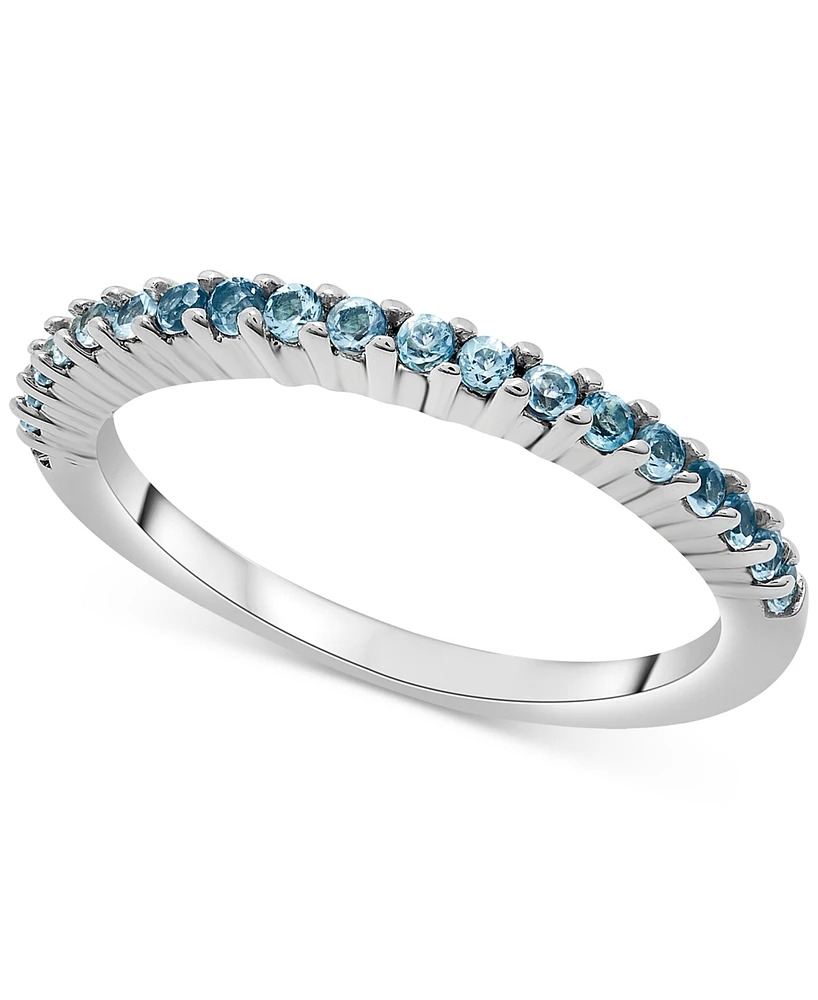 Gemstone Stack Ring Sterling Silver (Available Pink Sapphire and Blue Topaz)
