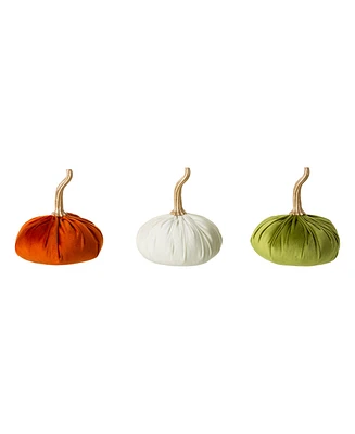 Glitzhome Set of 3 Velvet-textured Pumpkins