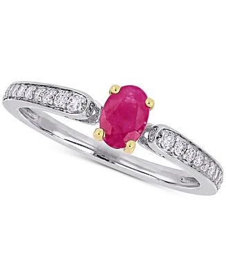 Ruby (5/8 ct. t.w.) & Diamond (1/6 Ring 10k Gold White