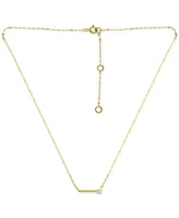 Giani Bernini Cubic Zirconia Solitaire Bar Pendant Necklace, 16" + 2" extender, Created for Macy's