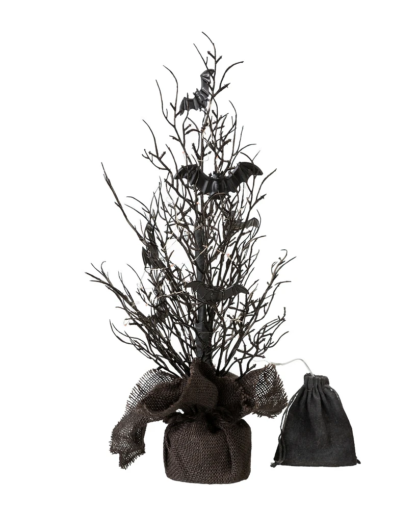 Glitzhome 20" Halloween Lighted Bats Table Top Tree