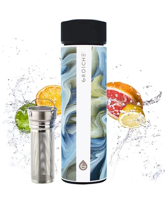 Grosche Chicago Insulated Tea Infuser Bottle, 15.2 fl oz Capacity with Long