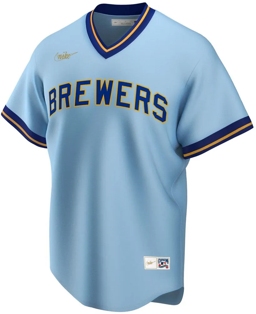 Men's Powder Blue Milwaukee Brewers Road Cooperstown Collection Team Jersey