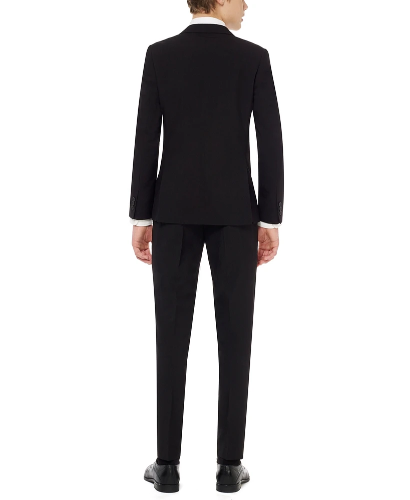 OppoSuits Big Boys Black Knight Slim Fit Solid Suit Including Blazer, Pants and Clip-On-Tie