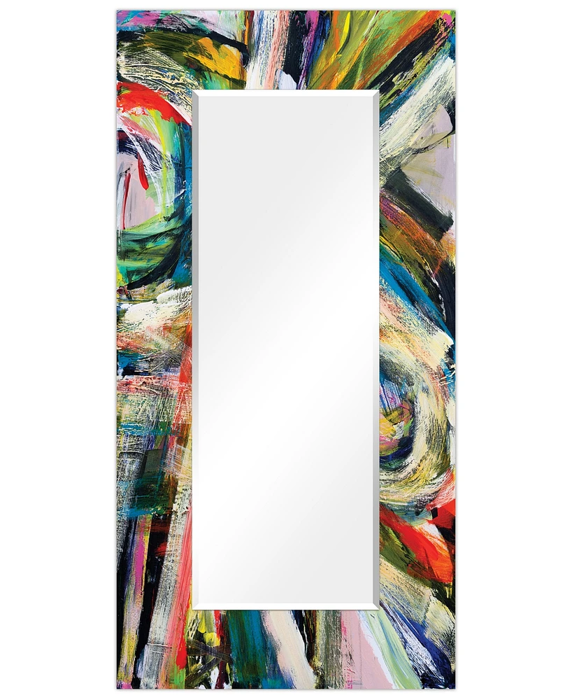 Rock Star I" Rectangular Beveled Mirror on Free Floating Printed Tempered Art Glass.