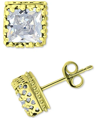 Giani Bernini Cubic Zirconia Princess Stud Earrings Sterling Silver, Created for Macy's